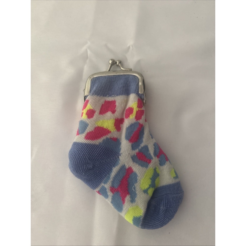 TSC Imports Baby Sock Coin Purse Blue Pink Yellow Leopard Kiss Lock Girls Pouch